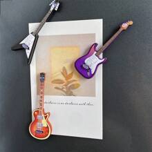 1pc Mini Wooden Electric Guitar Model Fridge Magnet, Popular Guitar Fridge Decor, Whiteboard Magnets, Cute Office Kitchen Magnets, Kitchen Utensils, Home Decor Fridge Magnets, Perfect Gift For Music Lovers, Halloween, Gifts Birthday Graduation