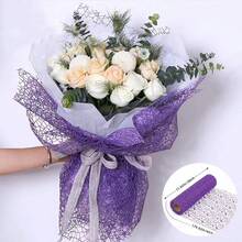 Korean Style Embroidered Mesh Roll With Floral & Hollow Out Design, DIY Mesh Ribbon For Rose Bouquet Edging Decoration - Multicolor - View 1