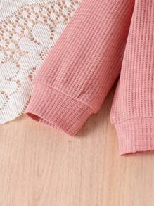 2pcs/Set Baby/Baby Girl Cute Printed Long Sleeve Sweatshirt + Flare Pants Outfit, Light Weight For Spring/Autumn - Pink - View 4