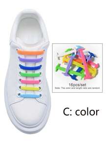 16pcs/Set Silicone Elastic Shoelaces, Multi-Color Options