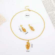 2pcs/Set New Style Star Flower 24K Gold Plated Copper Necklace & Earrings Set For Women, Suitable For Party, Wedding, Anniversary, Festival, Daily Wear, And Casual - Yellow Gold - View 6