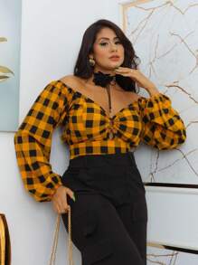 Women Tops - Đen và Cam - Xem 1