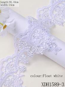 XDH1589胴體刺繡花邊DIY材料，適用於婚紗、窗簾、桌布、舞台裝飾，長度：91.44-914.4厘米 - 藍白色 - 查看 22