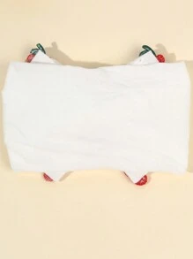 1pc Cherry Hair Bow Headband For Baby,Exquisite Crochet Knitting Cherry Fruit Decor White Hairband For Toddler Infant Newborn,Soft Fabric Elastic Hair Band,Kids Baby Hair Accessories Love Valentine