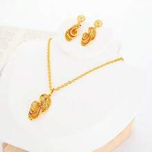 2pcs/Set New Style Star Flower 24K Gold Plated Copper Necklace & Earrings Set For Women, Suitable For Party, Wedding, Anniversary, Festival, Daily Wear, And Casual - Yellow Gold - View 7