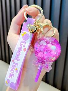 1pc Simple And Cute Lollipop Keychain Pendant Acrylic Water Bottle Charm For Backpack Or Car Decoration - Multicolor - View 14