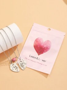 ATLVXJL 2 peças/conjunto casais retro coração amor brilha no escuro aço inoxidável corrente charme colar para casal estudante melhor amigo ou presente de dia dos namorados namorados