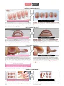 纯手工紫色新款中长款梯形链条花朵蝴蝶可拆卸美甲饰品，适合派对或聚会佩戴，按压式美甲贴片，美甲用品 - 彩色 - 查看 5