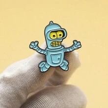 1pc Animated Robot Brooch, Futurama Badge, Personal Accessory- Alloy Humor Pin - One-Of-A-Kind Fashion Accessory For Unforgettable Style Dress Accessories Pin For Clothes Bag Charm School