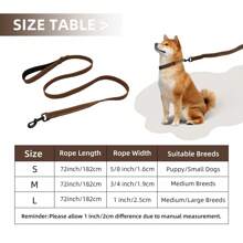 Lynxking 1入柔韌綁帶狗繩，搭配反光條紋和D環，適用於小型、中型和大型犬 - 棕色 - 查看 3