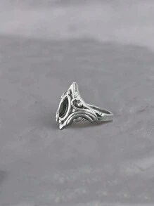 1 anillo de diseño de "Ojo de Dios" vintage para mujeres, anillo bohemio para mujeres, moda Y2K, regalo de bodas/fiestas/festivales - Plata antigua - Ver 3