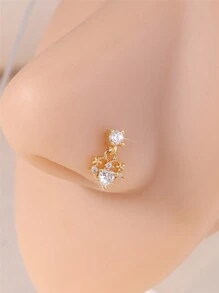 KARYOKO 1 chiếc khuyên mũi hình trái tim CZ đính xương mũi cho phụ nữ, bé gái, đồ trang sức xỏ khuyên mũi dễ thương, đồ trang sức cho ngày lễ tình nhân, mẹ, mẹ, ngày của mẹ, quà tặng - mũi nhọn - Xem 1