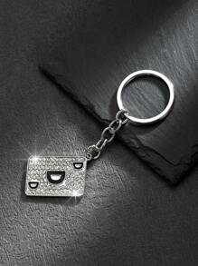 1pc Fashionable European And American Style Alloy Rectangle Shaped Rhinestone-Studded & Oil-Dripping Poker Card Shaped Keychain Or Bag Pendant With 26 English Letters For Personalized, Gorgeous And Cute Accessories For Both Men And Women Car Accessories Bag Charm School Goth Y2k Halloween Accessories Teachers Day Christmas Gift Ideas Bag Lanyards With Id Holder Car Accessories Bag Charms Car Accessories Friend Sister - Silver - View 28