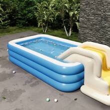 1pc Inflatable Swimming Pool With Slide, Large Inflatable Pool For Backyard Garden Water Parties, Home Use Inflatable Swimming Pool, Splash Pool - 2.6 Meters Plus Slide - View 2