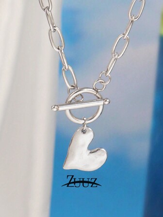 复古不锈钢心形项链 金色爱心吊坠颈链 女士女孩首饰 派对礼物