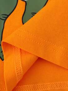 幼儿男孩休闲长袖 T 恤，恐龙和汽车印花，秋冬季时尚 - 橘色 - 查看 6