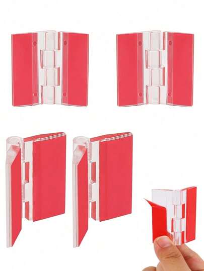 4pcs Mini Hinges, Small Decorative Jewelry Wooden Box Cabinet Door Hinges, Plastic Self-Adhesive Transparent Mini Hinges, Acrylic Hinges, Piano Hinges, Used For Crafts, Aquarium Covers, Cabinets, Furniture, Display Racks
