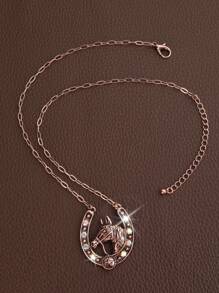 1pc Retro Western-Style U-Shaped Horseshoe Pendant Necklace - Horse - View 9