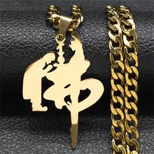 Collar colgante con caracteres chinos budistas para hombres y mujeres, de acero inoxidable color oro, collar religioso del budismo con - collar - Ver 7