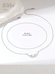 Hihho 1pc Angel Butterfly Wing Shaped Cubic Zirconia Inlaid Women's Pendant Necklace, Luxury Jewelry Gift For Women - Silver - View 6