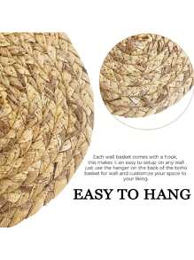 7pcs' Rustic Hanging Boho Flat Woven Farmhouse Rattan Wall Decor Wall Basket For Living Room Bedroom Decoration,Home Decor ,Room Decor,Wall Decor Gifts Birthday Graduation - Multicolor - View 9
