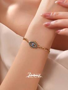 1 件不锈钢邪眼手链女式时尚蓝色邪眼串饰链式手链女式珠宝礼物 - 手鍊. - 查看 4