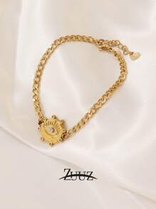 1 件不锈钢邪眼手链女式时尚蓝色邪眼串饰链式手链女式珠宝礼物 - 手鍊. - 查看 7