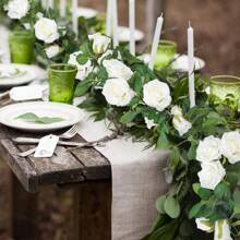 8Pcs(52 FT) Artificial Rose Vine Fake Flower Garland Fake Silk Rose Hanging Vine For Wedding Party Background Arch Garden Background Decoration - White - View 2