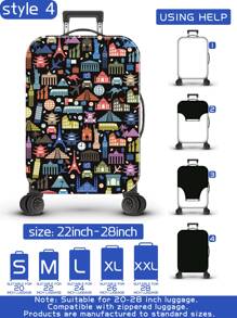 Cubierta protectora de equipaje con estampado personalizado de matasellos, sello postal, sello de equipaje, nombre de ciudad, estilo de hito famoso, proceso de producción mejorado, proceso de fijación elástica general, tela elástica reforzada, lavable, muy adecuada para viajes de negocios, viajes, facturación de equipaje, apta para cajas de 20-28 pulgadas. Bolsa para accesorios escolares