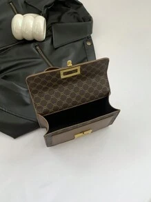 Vintage Floral Pattern Shoulder Chain Bag For Women, New Arrival Flip Design Lady Square Handbag Classic Style (Gold Metal Lock, Versatile Floral Fabric, Suitable For Beautiful And Elegant Women)