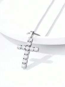 ZG YING ZHOU ZGYZ 1 件时尚不锈钢 316L 金吊坠项链，带 3A 方晶锆石，情侣/婚礼/派对配饰，奢华蛇链吊坠项链