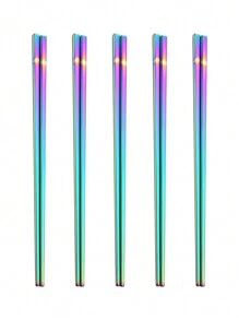 1/5 chiếc đũa thép không gỉ Holographic, đũa hiện đại cho nhà bếp trong bộ đồ ăn khách sạn cao cấp, nhà bếp, quà tặng Giáng sinh - Nhiều màu - Xem 17