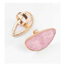 Asymmetrical Agate & Resin Ring With Unique Design, European And American Style For Women, Adjustable - Pink - View 4