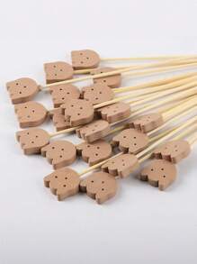 25 piezas de Palillos para cóctel con cara de oso, brocheta de bambú para cócteles, palillos fruncidos para fiestas con forma de oso lindos para aperitivos, frutas, postres y suministros para fiestas de comida (oso)