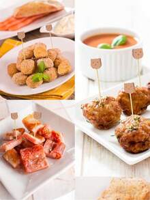 25 piezas de Palillos para cóctel con cara de oso, brocheta de bambú para cócteles, palillos fruncidos para fiestas con forma de oso lindos para aperitivos, frutas, postres y suministros para fiestas de comida (oso)