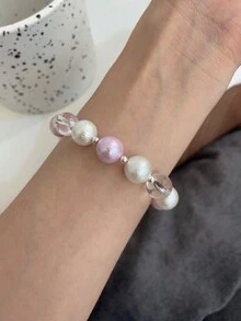 1 bộ Phong cách kỳ nghỉ bãi biển mùa hè, Bạc Sterling S925, Pha lê trắng, Bộ vòng cổ và vòng tay hạt ngọc trai hồng & trắng. Thiết kế Xuân-Hè mới nhất, Màu kem bão hòa thấp cao cấp. Đa năng và dịu dàng cho trang phục hàng ngày của phụ nữ trong các bữa tiệc và buổi tụ họp trên bãi biển. Món quà tuyệt vời cho bạn bè nữ, Trang sức chất lượng được lựa chọn. - Nhiều màu - Xem 2