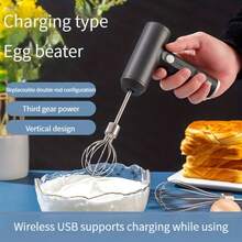 1pc, Electric Hand Mixer With Whisk, USB Chargeable Egg Beater, Multifunctional Electric Hand Mixer, For Cream Making, Baking, Cooking, Baking Tools, Kitchen Gadgets, Kitchen Accessories, Home Kitchen Items,Kitchen,Kitchen Items,Food,Cooking,Camping,Egg,Room Decor,Organizer,Party. - Multicolor - View 10