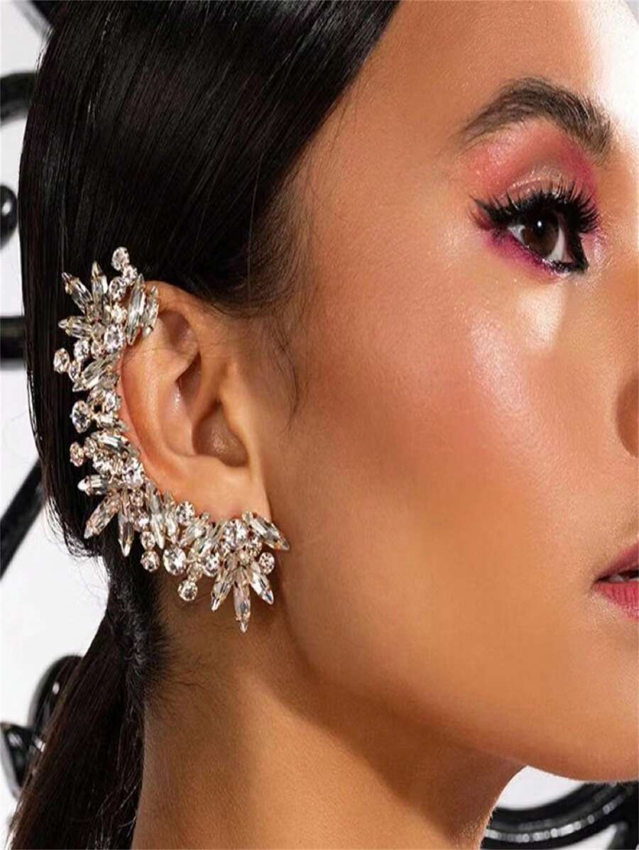 女士时尚首饰，个性化耳环套装，镶嵌人造宝石，优雅别致，特别耳环，奢华夹式耳环