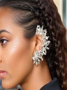 女士时尚首饰，个性化耳环套装，镶嵌人造宝石，优雅别致，特别耳环，奢华夹式耳环 - 彩色 - 查看 6