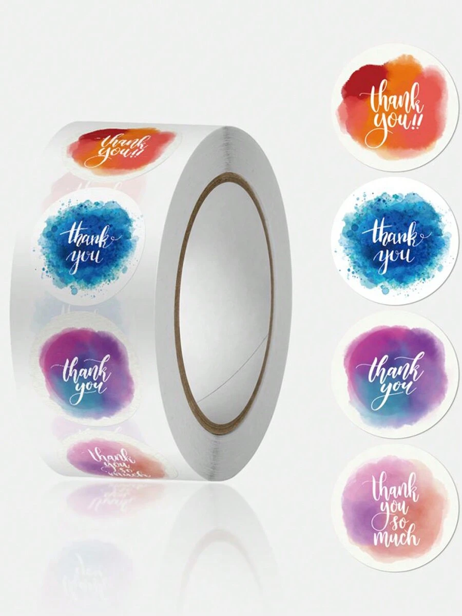 1 Roll Of 500pcs Thank You Stickers - Multicolor - View 1