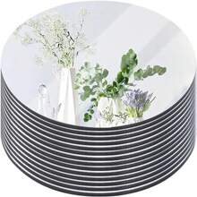 1件/4件/8件/12件圆形镜面蜡烛盘套装，8英寸圆形镜面托盘，圆形玻璃镜面瓷砖，适用于餐桌中心装饰、婚礼派对装饰、墙面装饰、工艺品、返校情人节