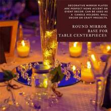 1件/4件/8件/12件圆形镜面蜡烛盘套装，8英寸圆形镜面托盘，圆形玻璃镜面瓷砖，适用于餐桌中心装饰、婚礼派对装饰、墙面装饰、工艺品、返校情人节