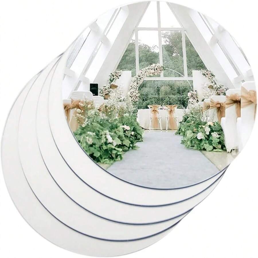 1件/4件/8件/12件圆形镜面蜡烛盘套装，8英寸圆形镜面托盘，圆形玻璃镜面瓷砖，适用于餐桌中心装饰、婚礼派对装饰、墙面装饰、工艺品、返校情人节