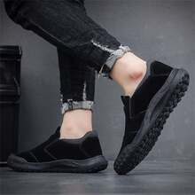 Botas de hombre de moda, botas impermeables, zapatos de trabajo informales. - Negro - Ver 3