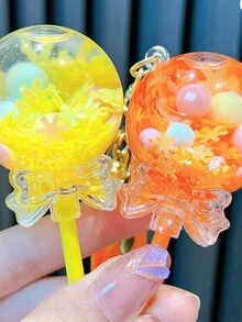 1pc Simple And Cute Lollipop Keychain Pendant Acrylic Water Bottle Charm For Backpack Or Car Decoration - Multicolor - View 3