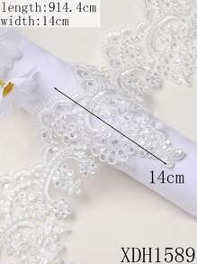 XDH1589 Carcass Embroidery Lace Trim Handmade DIY Wedding Curtain Tablecloth Material Wedding Stage Decor Fabric/Length: 91.44-914.4cm - White - View 23