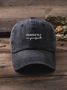 1 件男女通用印花“PERFECTLYIMPERFECT”水洗棒球帽，户外轻便透气可调节防晒棒球帽，适合春季、秋季、旅行、徒步旅行、骑自行车 - 印刷 - 查看 2