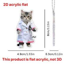 1 Mặt dây chuyền xe hơi hình mèo mặc quần áo y tá, Acrylic chống thấm nước, Phụ kiện móc khóa ba lô - Nhiều màu - Xem 5
