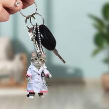 1 Mặt dây chuyền xe hơi hình mèo mặc quần áo y tá, Acrylic chống thấm nước, Phụ kiện móc khóa ba lô - Nhiều màu - Xem 2