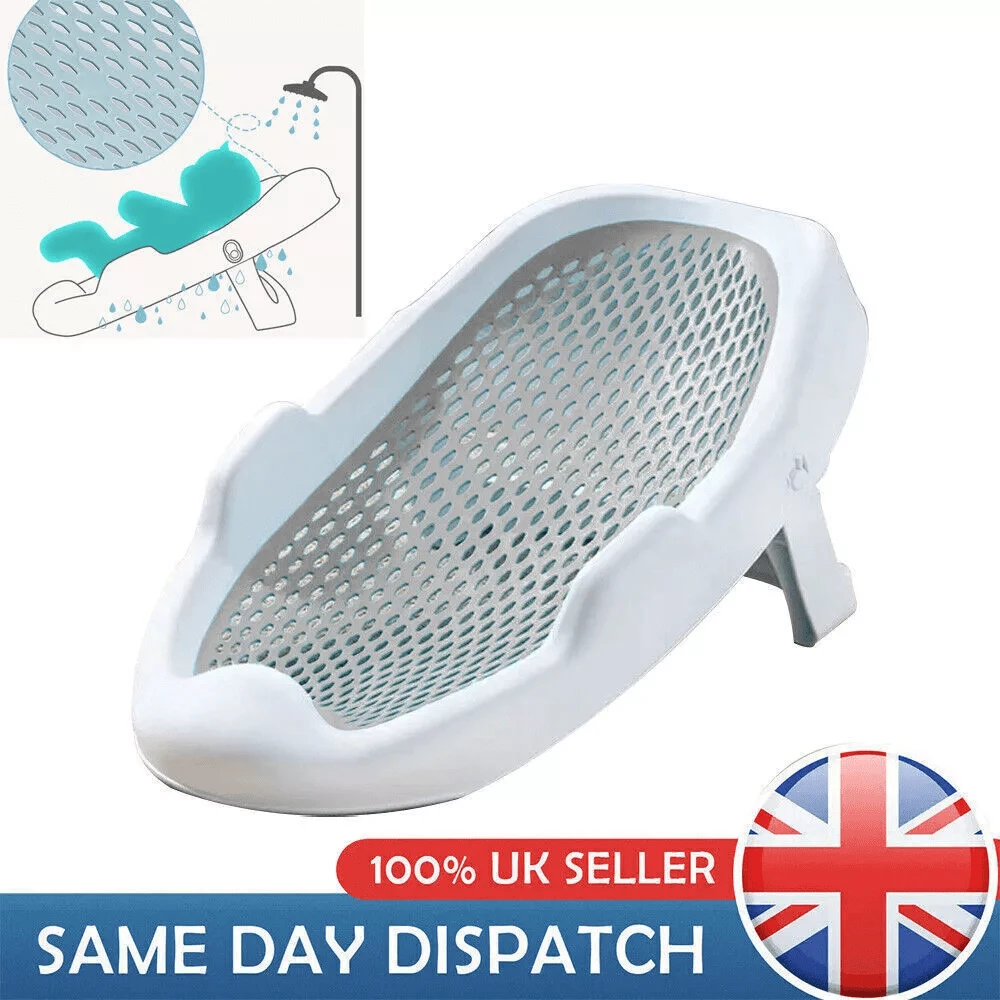 Foldable Baby Bath Seat Newborn Body Support Bathtub Mesh Non-Slip Base Safety - White - View 1